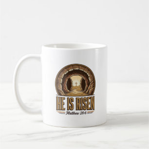 He Is Risen Matthew 28 6 Vintage Christian Design_ Coffee Mug