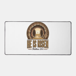 He Is Risen Matthew 28 6 Vintage Christian Design_ Desk Mat