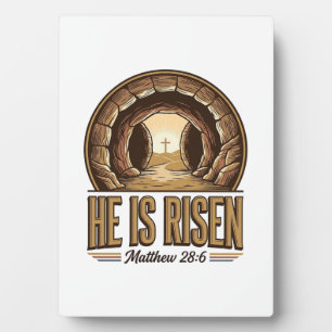 He Is Risen Matthew 28 6 Vintage Christian Design_ Plaque