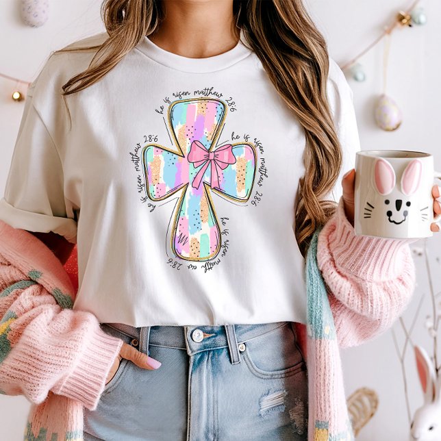 He is Risen, Pastel Cross Easter T-Shirt (Creator Uploaded)
