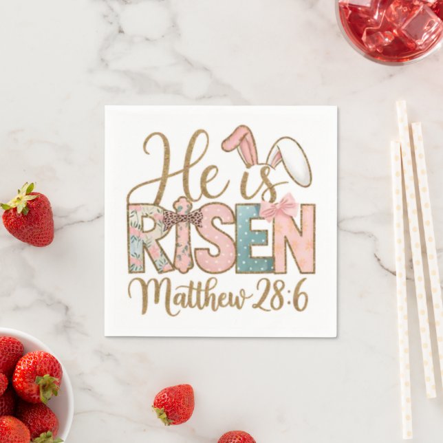 He is Risen Pastel Easter  Napkin (Insitu)