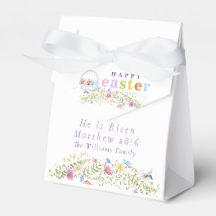 He Is Risen Pastel Flowers Happy Easter Egg Basket Favour Box