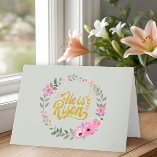 He Is Risen Personalized Christian Sweet Botanical Card