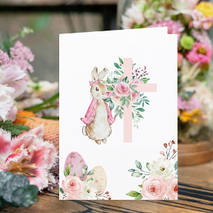 He is Risen Peter Rabbit Cross Holiday Card