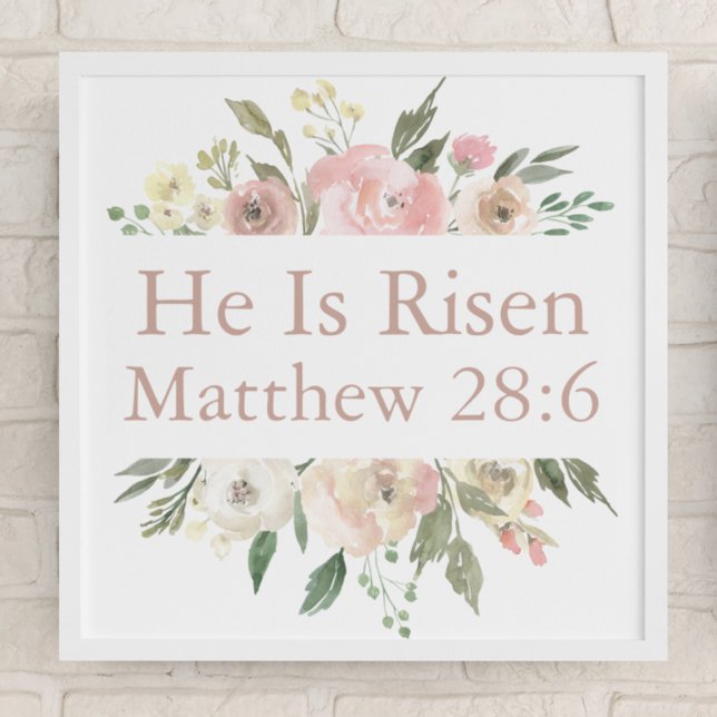 He is Risen Pink Beautiful Floral Religious Easter Poster (Creator Uploaded)
