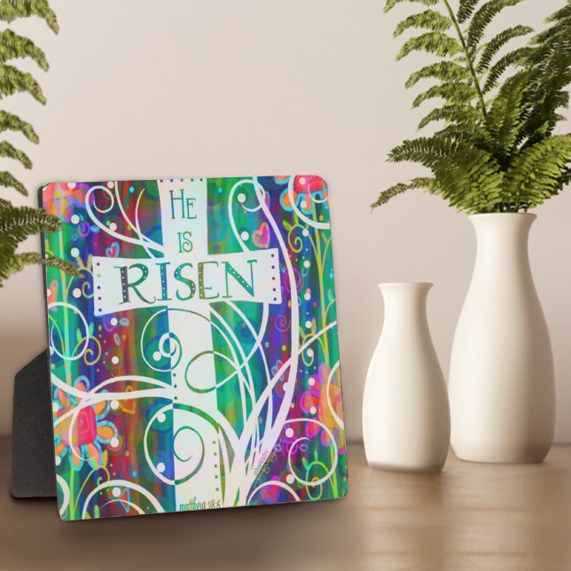 He is Risen Pretty Cross Inspirivity Easter Plaque (Creator Uploaded)
