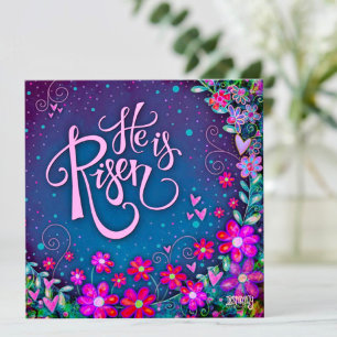 He is Risen Pretty Floral Easter Card