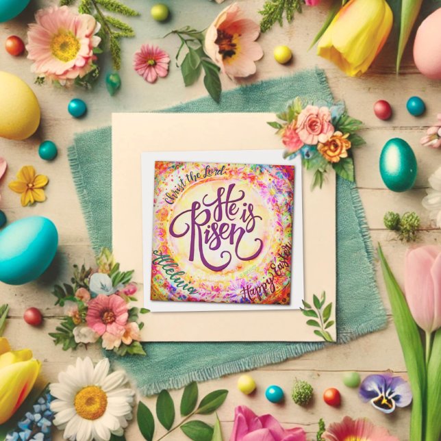 He is Risen Pretty Religious Easter Inspirivity Card (Creator Uploaded)