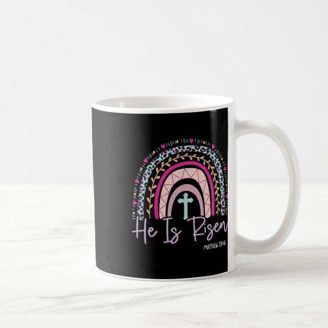 He Is Risen Rainbow Leopard Happy Easter Day Chris Coffee Mug (Right)
