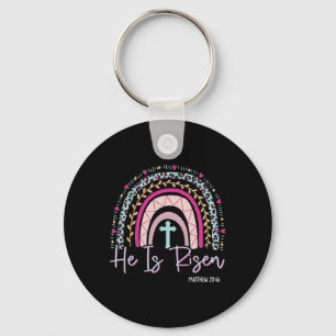 He Is Risen Rainbow Leopard Happy Easter Day Chris Key Ring