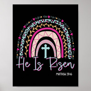 He Is Risen Rainbow Leopard Happy Easter Day Chris Poster