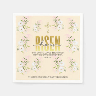He Is Risen Religious Christian Quote Sand Easter Napkin