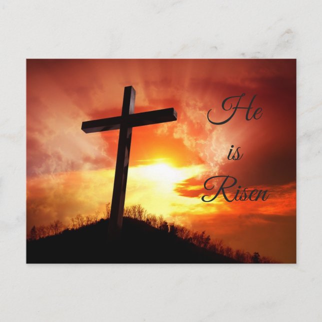 He is Risen, Religious Crosses Easter Postcard (Front)