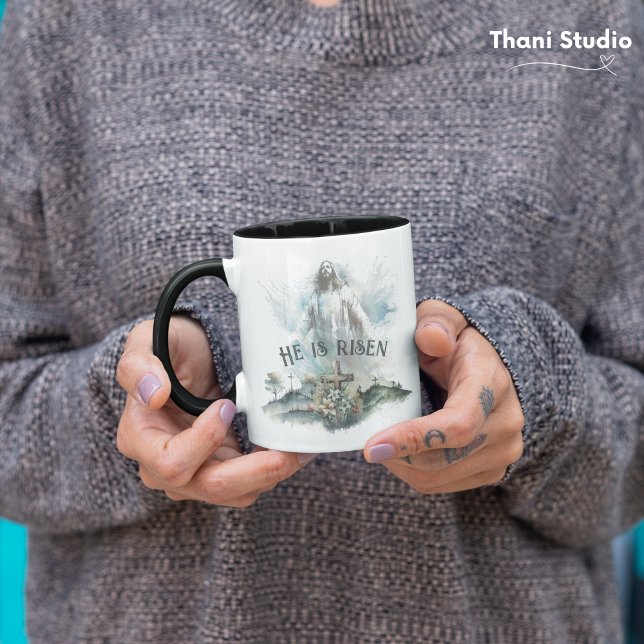 He is Risen Religious Easter Christian Cross Mug (Creator Uploaded)