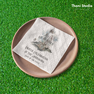 He is Risen Religious Easter Christian Cross Napkin