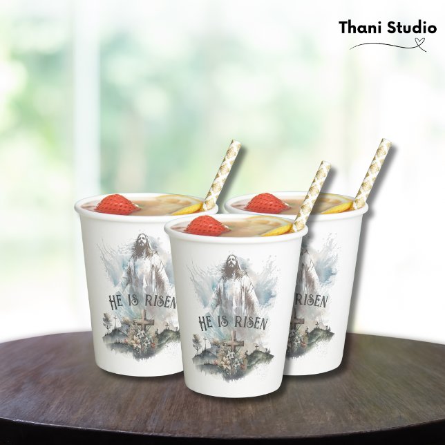 He is Risen Religious Easter Christian Cross Paper Cups (Creator Uploaded)