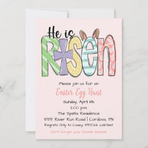 He is Risen Religious Easter Egg Hunt Invitation