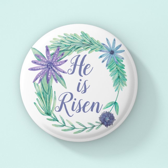 He is Risen Religious Easter Floral 6 Cm Round Badge (Creator Uploaded)