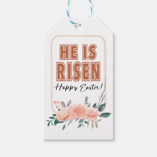He Is Risen Religious Easter Floral Gift Tag