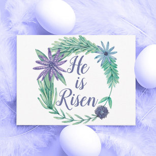 He is Risen Religious Easter Floral Postcard
