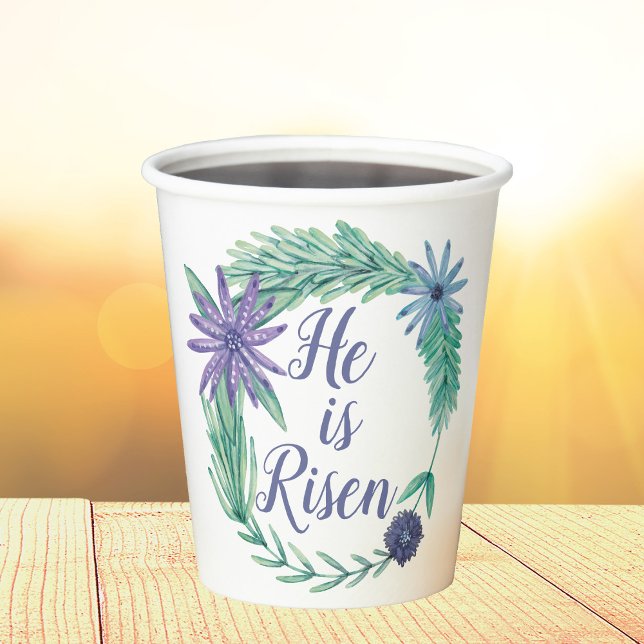 He is Risen Religious Floral Easter Party Paper Cups (Creator Uploaded)