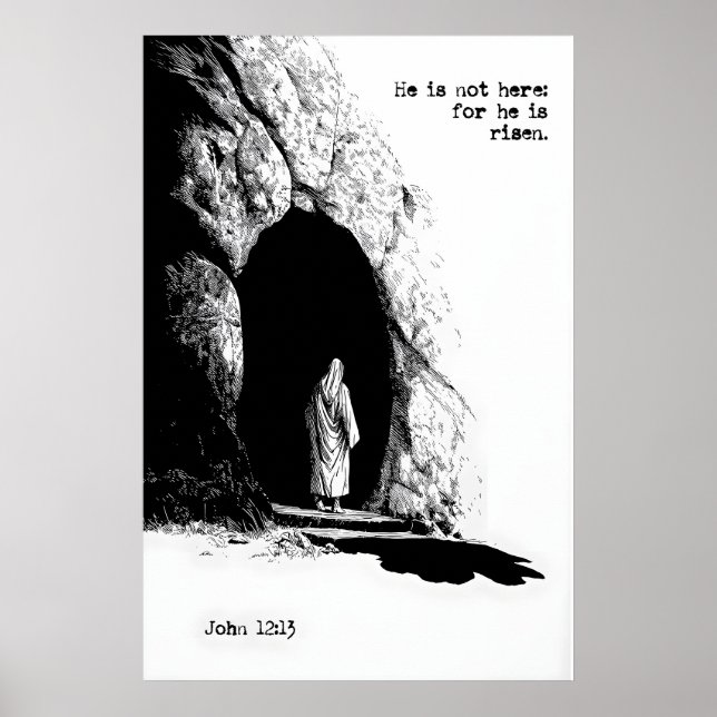 He Is Risen Resurrection Art Print Empty Tomb (Front)