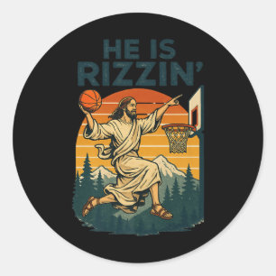 He Is Risen Rizzin Easter Christian Faith Jesus Ba Classic Round Sticker