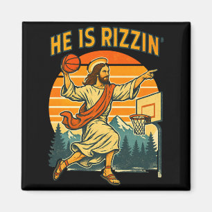 He is risen rizzin easter christian faith jesus ba magnet