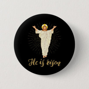 He Is Risen Rizzin' Easter Jesus Christian Faith  6 Cm Round Badge