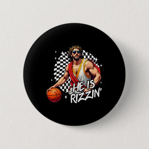 He Is Risen Rizzin' Easter Jesus Christian Faith B 6 Cm Round Badge