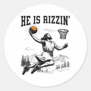He Is Risen Rizzin' Easter Jesus Christian Faith B Classic Round Sticker