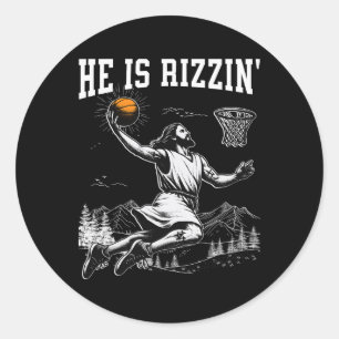 He Is Risen Rizzin' Easter Jesus Christian Faith B Classic Round Sticker
