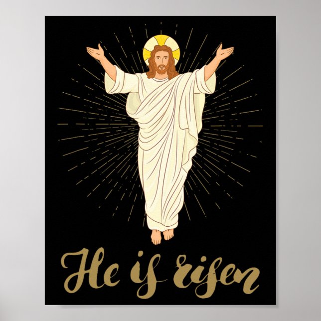He Is Risen Rizzin' Easter Jesus Christian Faith  Poster (Front)