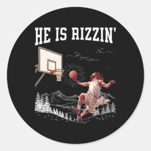 He Is Risen Rizzin' Easter Jesus Christian Faith S Classic Round Sticker