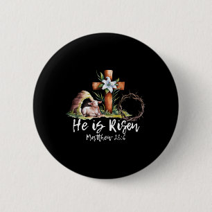 He Is Risen Sheep Lamb Cross Jesus Christian Easte 6 Cm Round Badge