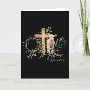 He Is Risen Sheep Lamb Cross Jesus Christian Easte Card