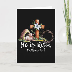 He Is Risen Sheep Lamb Cross Jesus Christian Easte Card
