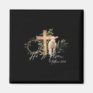 He Is Risen Sheep Lamb Cross Jesus Christian Easte Magnet