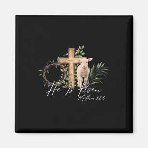 He Is Risen Sheep Lamb Cross Jesus Christian Easte Magnet