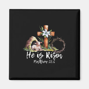 He Is Risen Sheep Lamb Cross Jesus Christian Easte Magnet