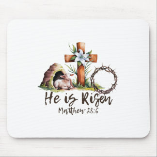 He Is Risen Sheep Lamb Cross Jesus Christian Easte Mouse Pad