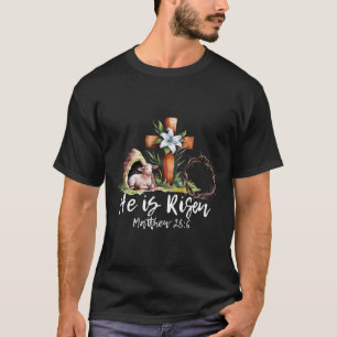 He Is Risen Sheep Lamb Cross Jesus Christian Easte T-Shirt