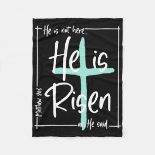He Is Risen Shirt Easter Day Christian Cross Men W Fleece Blanket
