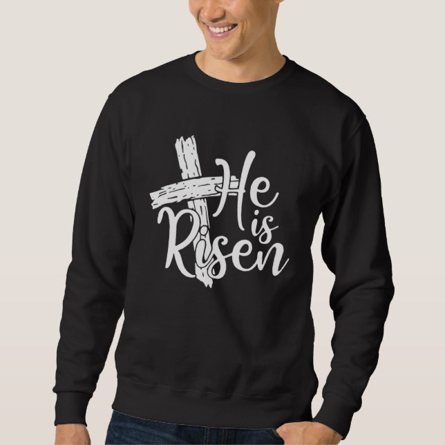 He Is Risen Shirt Easter Day Jesus Cross Christian (Front)