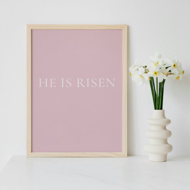 He Is Risen – Soft Pink Easter Faith Wall Art (Minimalist Christian Wall Art )