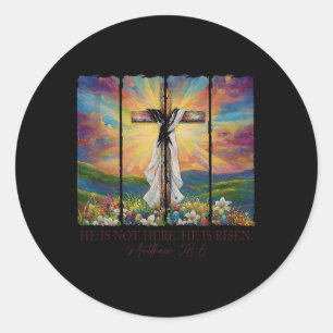 He Is Risen Spring Easter Jesus Cross Christian Bi Classic Round Sticker