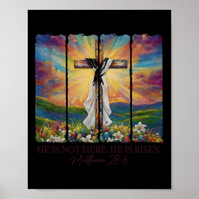 He Is Risen Spring Easter Jesus Cross Christian Bi Poster (Front)