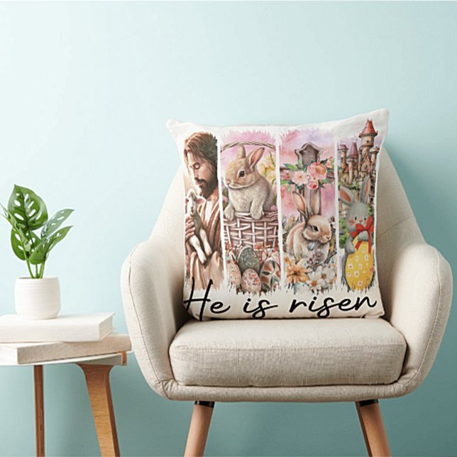 He is Risen Square Throw Pillow (Creator Uploaded)