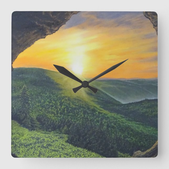 He Is Risen! Square Wall Clock (Front)
