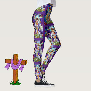 He Is Risen Stain Glass Easter Leggings